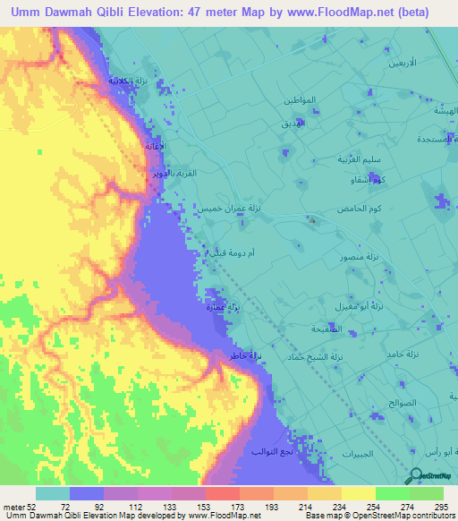 Umm Dawmah Qibli,Egypt Elevation Map