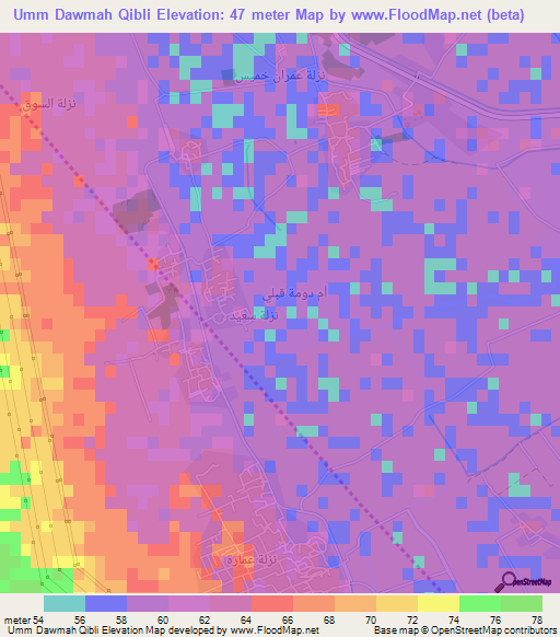 Umm Dawmah Qibli,Egypt Elevation Map