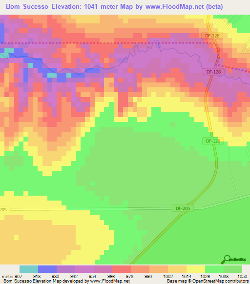 Bom Sucesso,Brazil Elevation Map