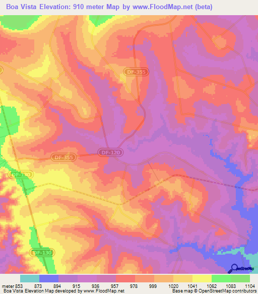 Boa Vista,Brazil Elevation Map