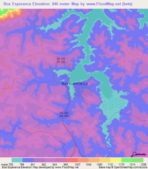 Boa Esperanca,Brazil Elevation Map