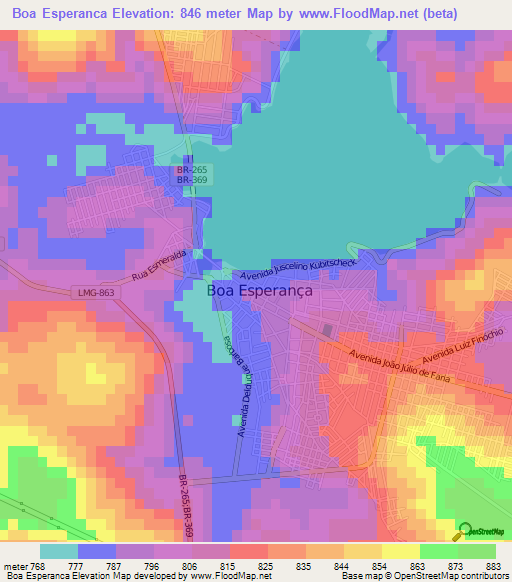 Boa Esperanca,Brazil Elevation Map