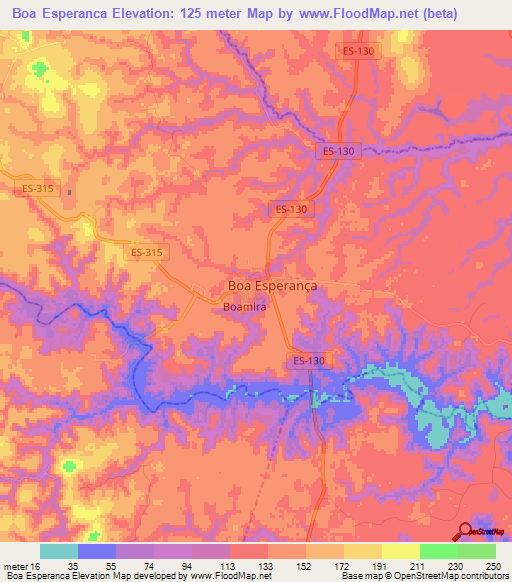 Boa Esperanca,Brazil Elevation Map