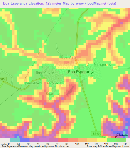 Boa Esperanca,Brazil Elevation Map