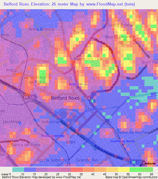 Belford Roxo,Brazil Elevation Map