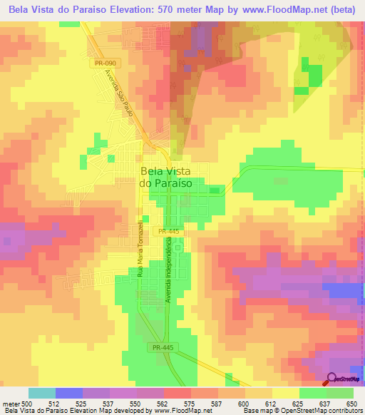 Bela Vista do Paraiso,Brazil Elevation Map