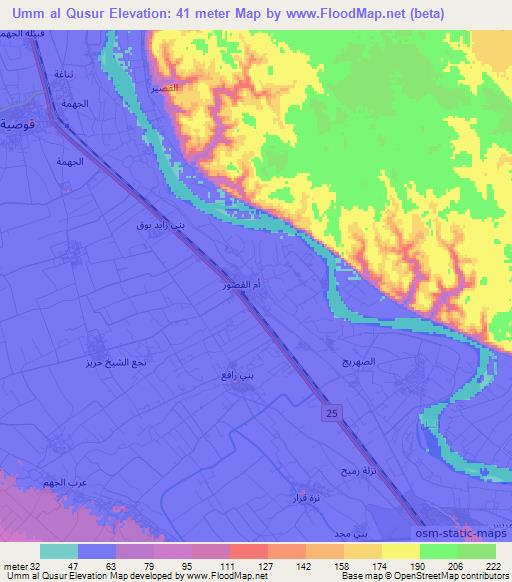 Umm al Qusur,Egypt Elevation Map