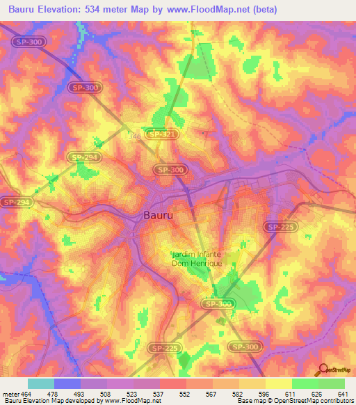 Bauru,Brazil Elevation Map