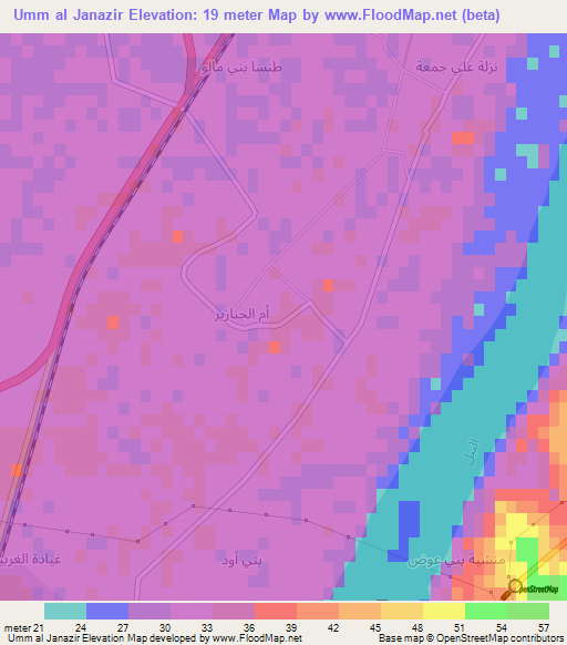 Umm al Janazir,Egypt Elevation Map