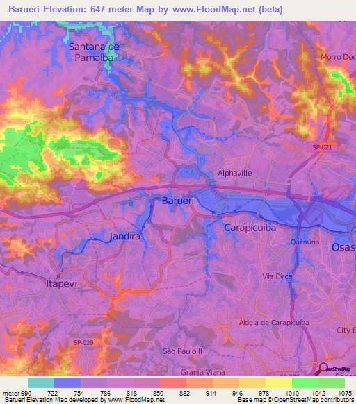 Barueri,Brazil Elevation Map