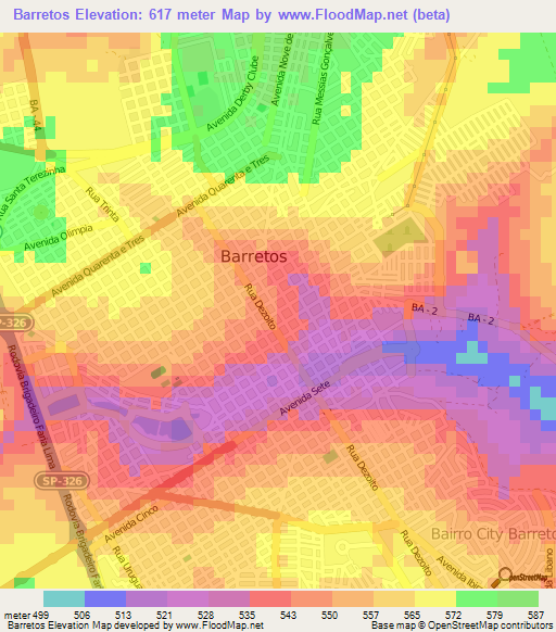 Barretos,Brazil Elevation Map