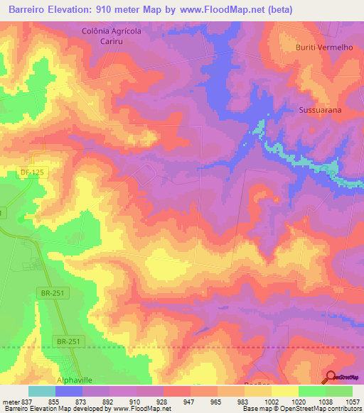 Barreiro,Brazil Elevation Map