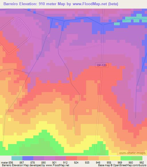 Barreiro,Brazil Elevation Map