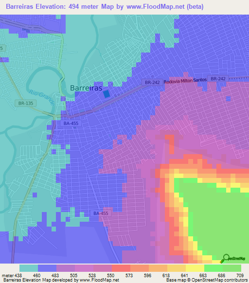 Barreiras,Brazil Elevation Map