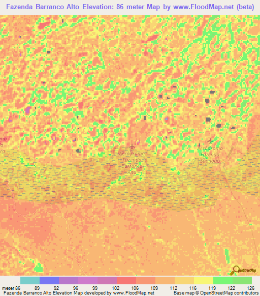 Fazenda Barranco Alto,Brazil Elevation Map