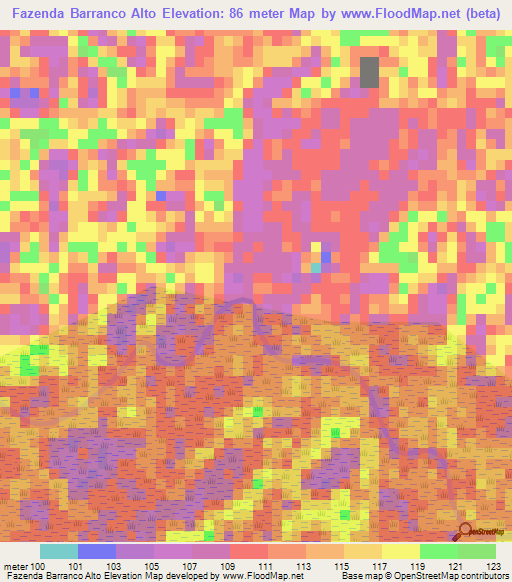 Fazenda Barranco Alto,Brazil Elevation Map