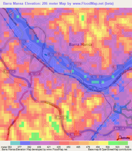 Barra Mansa,Brazil Elevation Map