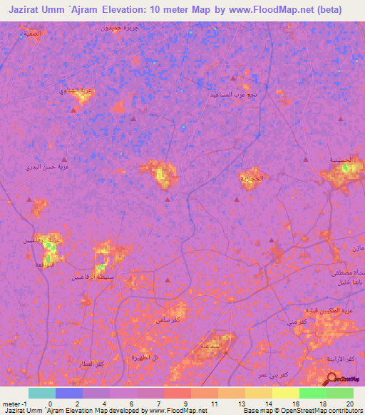 Jazirat Umm `Ajram,Egypt Elevation Map