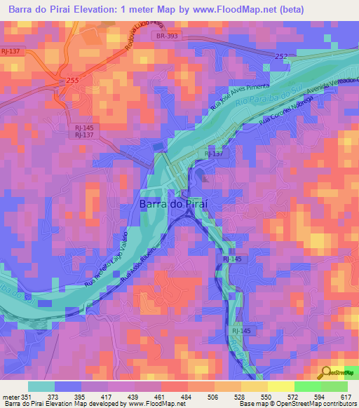 Barra do Pirai,Brazil Elevation Map