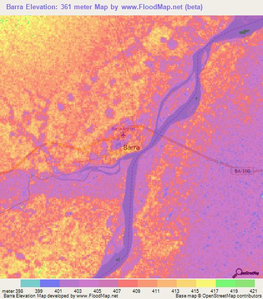 Barra,Brazil Elevation Map