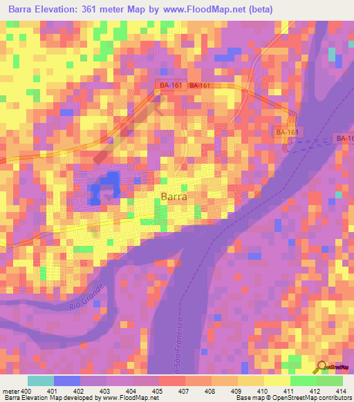 Barra,Brazil Elevation Map