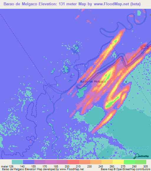 Barao de Melgaco,Brazil Elevation Map