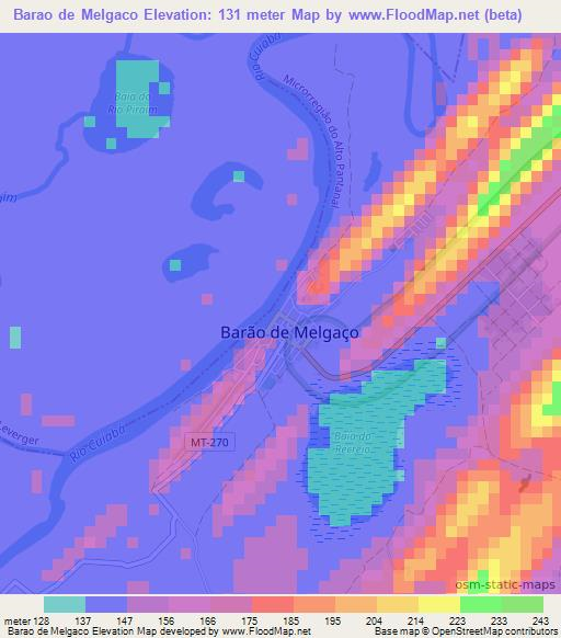 Barao de Melgaco,Brazil Elevation Map