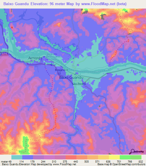 Baixo Guandu,Brazil Elevation Map