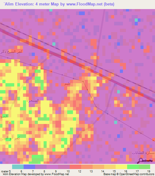 `Alim,Egypt Elevation Map