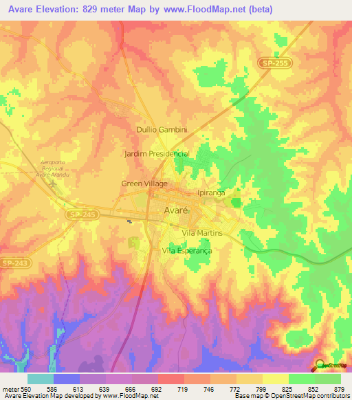 Avare,Brazil Elevation Map