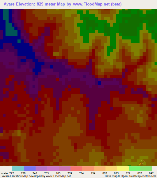 Avare,Brazil Elevation Map