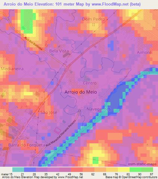 Arroio do Meio,Brazil Elevation Map