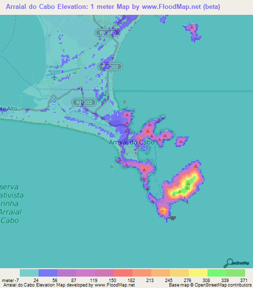 Arraial do Cabo,Brazil Elevation Map