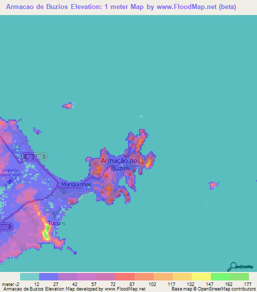 Armacao de Buzios,Brazil Elevation Map