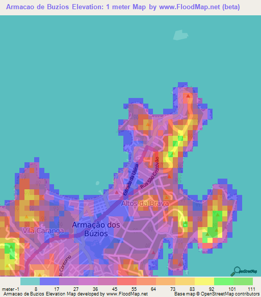 Armacao de Buzios,Brazil Elevation Map