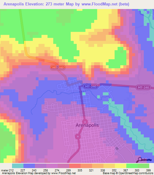 Arenapolis,Brazil Elevation Map