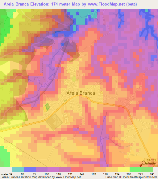 Areia Branca,Brazil Elevation Map