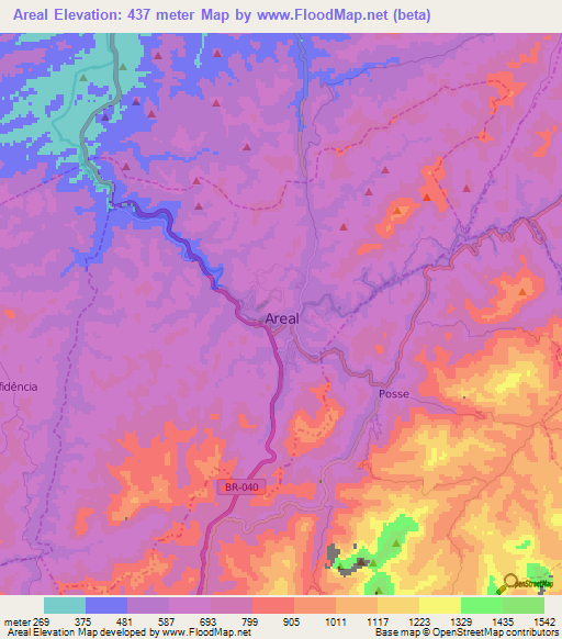 Areal,Brazil Elevation Map