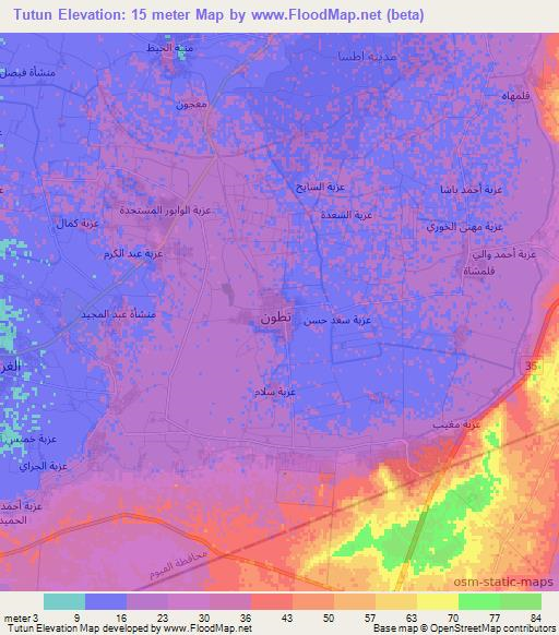 Tutun,Egypt Elevation Map