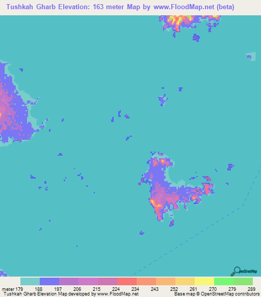 Tushkah Gharb,Egypt Elevation Map