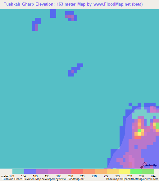 Tushkah Gharb,Egypt Elevation Map