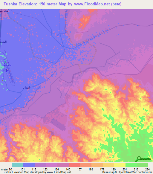 Tushka,Egypt Elevation Map