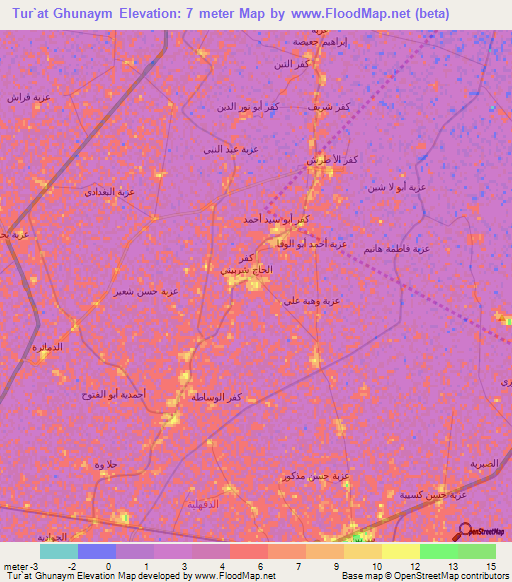 Tur`at Ghunaym,Egypt Elevation Map