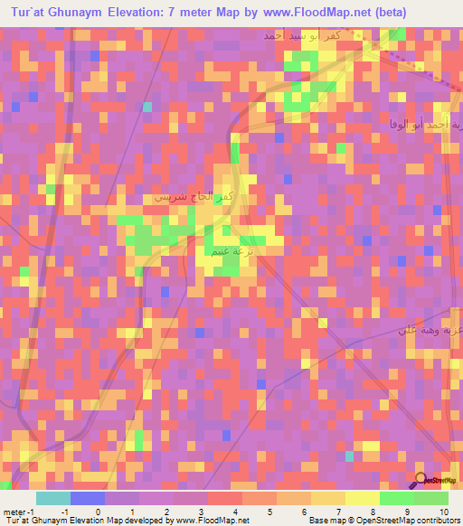 Tur`at Ghunaym,Egypt Elevation Map