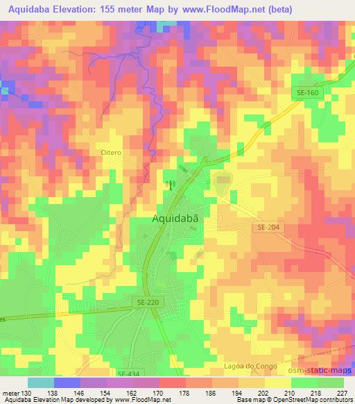 Aquidaba,Brazil Elevation Map