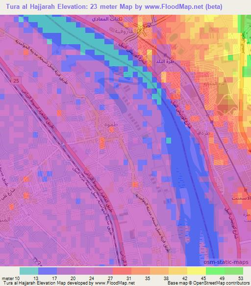 Tura al Hajjarah,Egypt Elevation Map