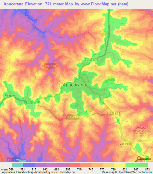 Apucarana,Brazil Elevation Map