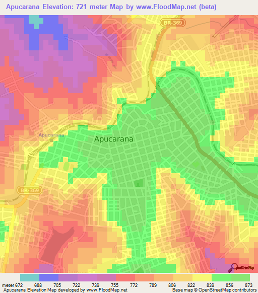 Apucarana,Brazil Elevation Map