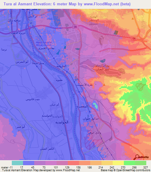 Tura al Asmant,Egypt Elevation Map