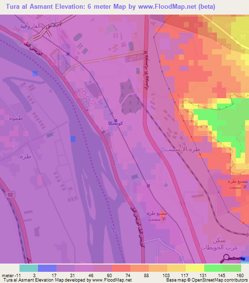 Tura al Asmant,Egypt Elevation Map